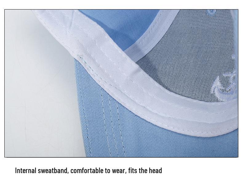 Unisex Spring/Summer Sun Hat with 3D Anchor Embroidery - Trendy, Versatile Sports Cap for Couples and Students.