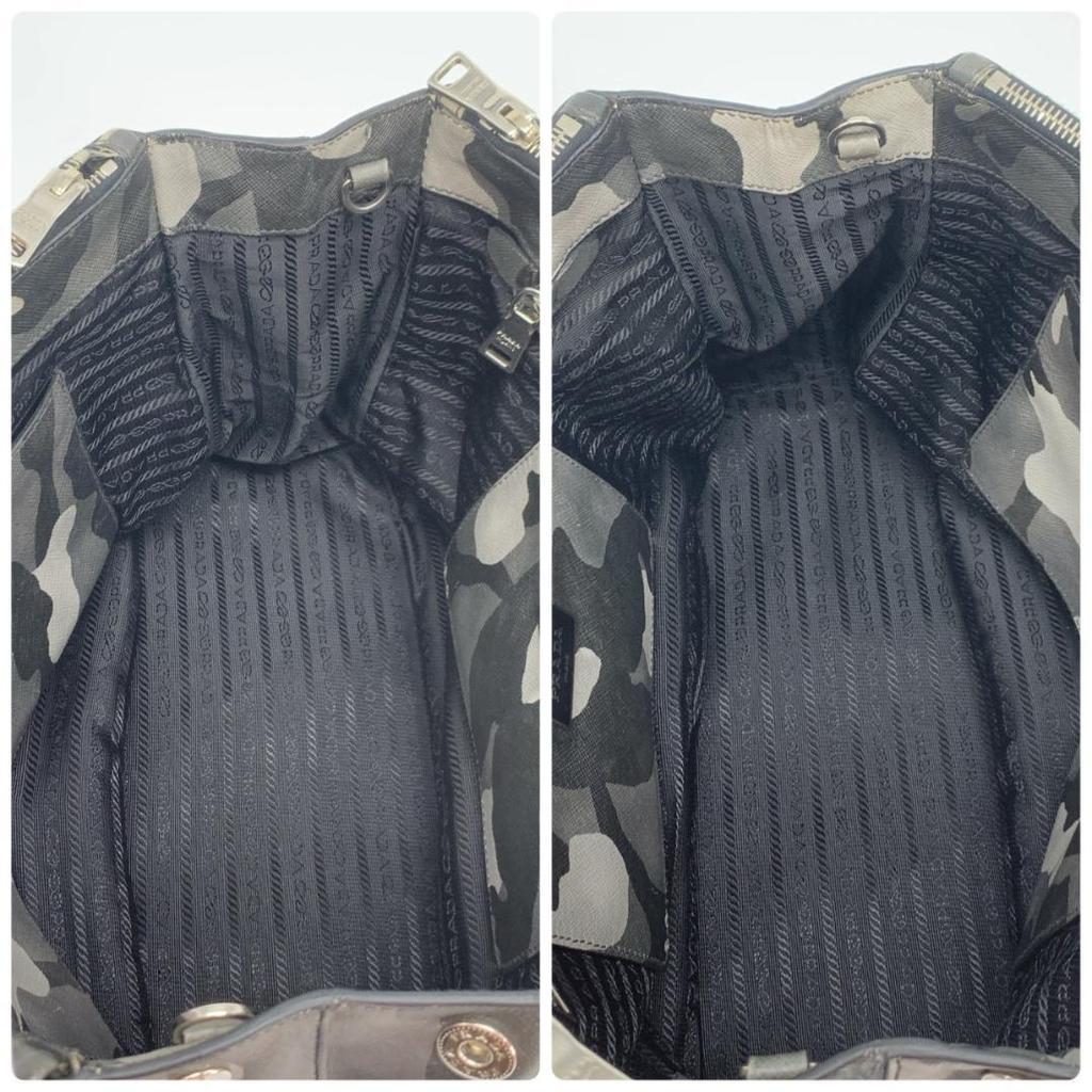 Prada Handbag Tote Bag 2-Way Shoulder Bag Crossbody Bag Silver Hardware Leather Genuine Leather Camo Camouflage