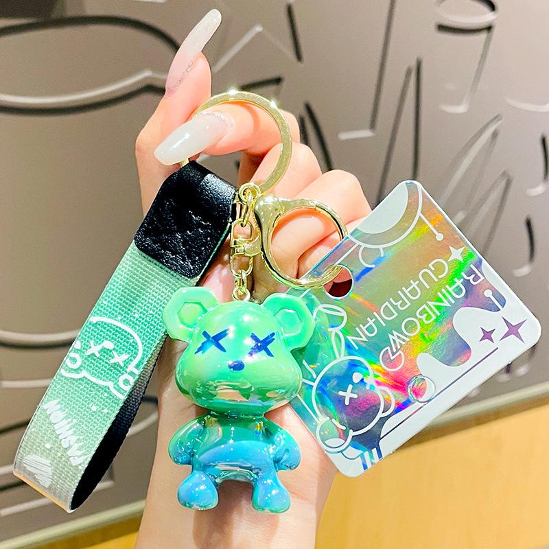 Acrylic Cartoon Graffiti Bear Key Chain Creative Doll Women Bag Pendant Jewelry Cute Mobile Phone Car Keychain Xmas Birth Gift