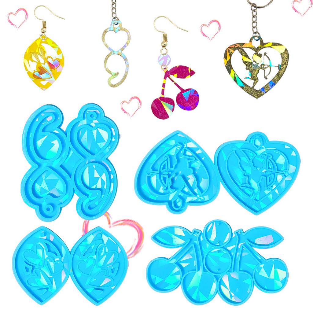 Herz Kirschform Handgemachte Ohrring Anhänger Silikonform DIY Holographische Harzform für DIY Schlüsselanhänger Schmuck Handwerk