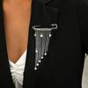 Fashion Silver Color Five-pointed Star Tassel Chain Brooches For Women Hip Hop Rock Metal Star Trousers Shortened Pins Jewelry