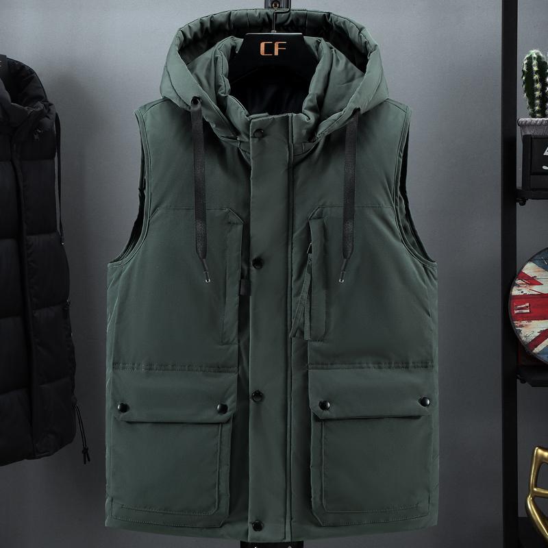 Plus Size L-7XL Winter Men's Sleeveless Jackets Hooded Casual Thick Warm Vest Man Outerwears