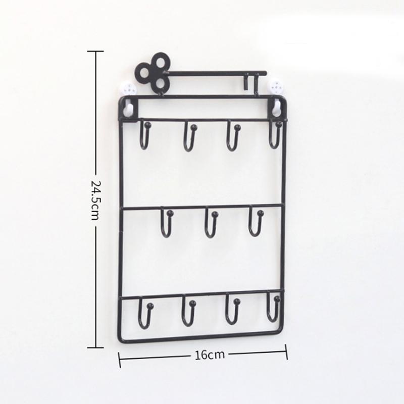 

1 шт. Современный стиль Железный настенный крючок для ключей Зажим Стеллаж для хранения Практичный многофункциональный кронштейн чёрный