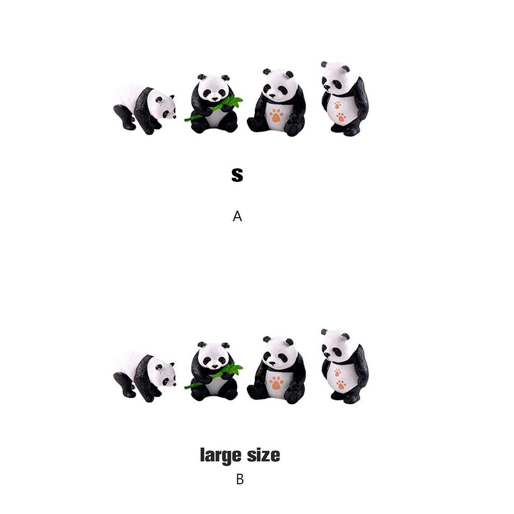 4Pcs Panda Decoration Figurine Cutely Ornaments Animal Accessory Landscape Simulation Miniatures Micro Garden Gift