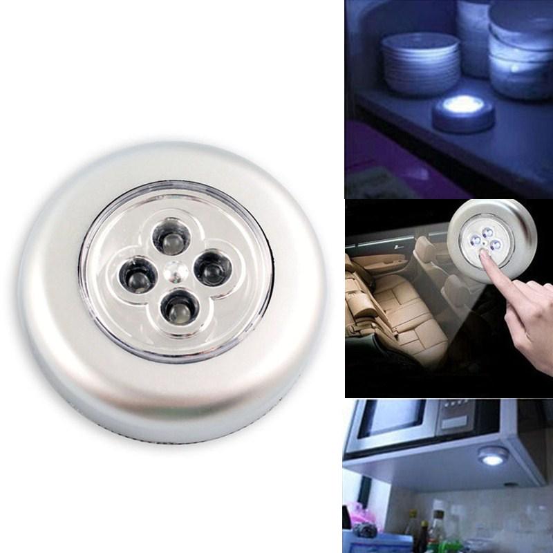 4 LED Touch Night Light Car Home Kitchen Under Cabinet Closet Push Stick On Lamp 4 LED Touch Night Light Car Home Kitchen Under Cabinet Closet Push Stick On Lamp