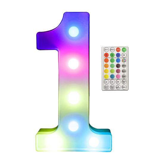 LED Number Lights Colorful with Remote 4 Flashing Modes 16Colors Light Party Wedding Birthday Decoration