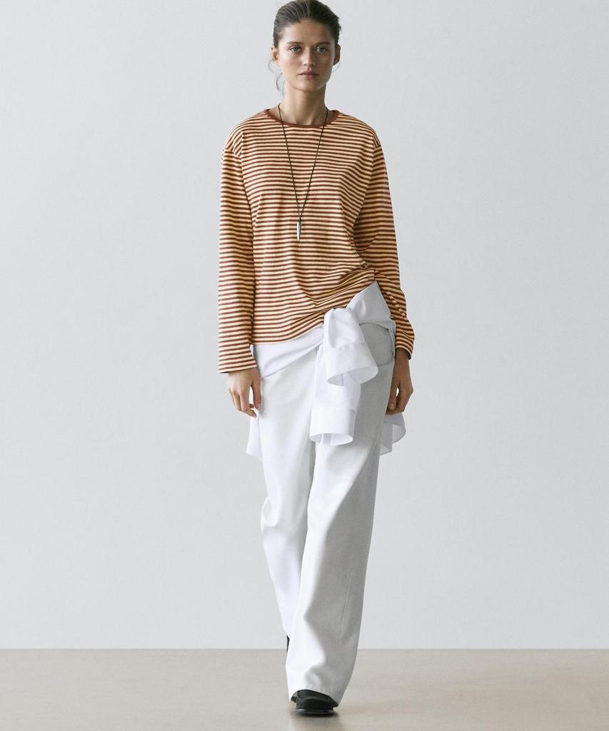 Masimodutti Long Sleeve Striped Cotton T-Shirt