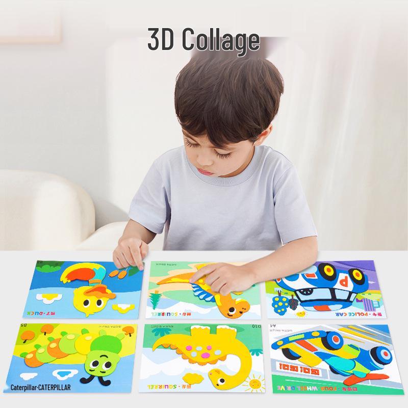 3D EVA-Sticker Bastelset für Kinder: Lern-Bastel-Klebepackung für Jungen & Mädchen