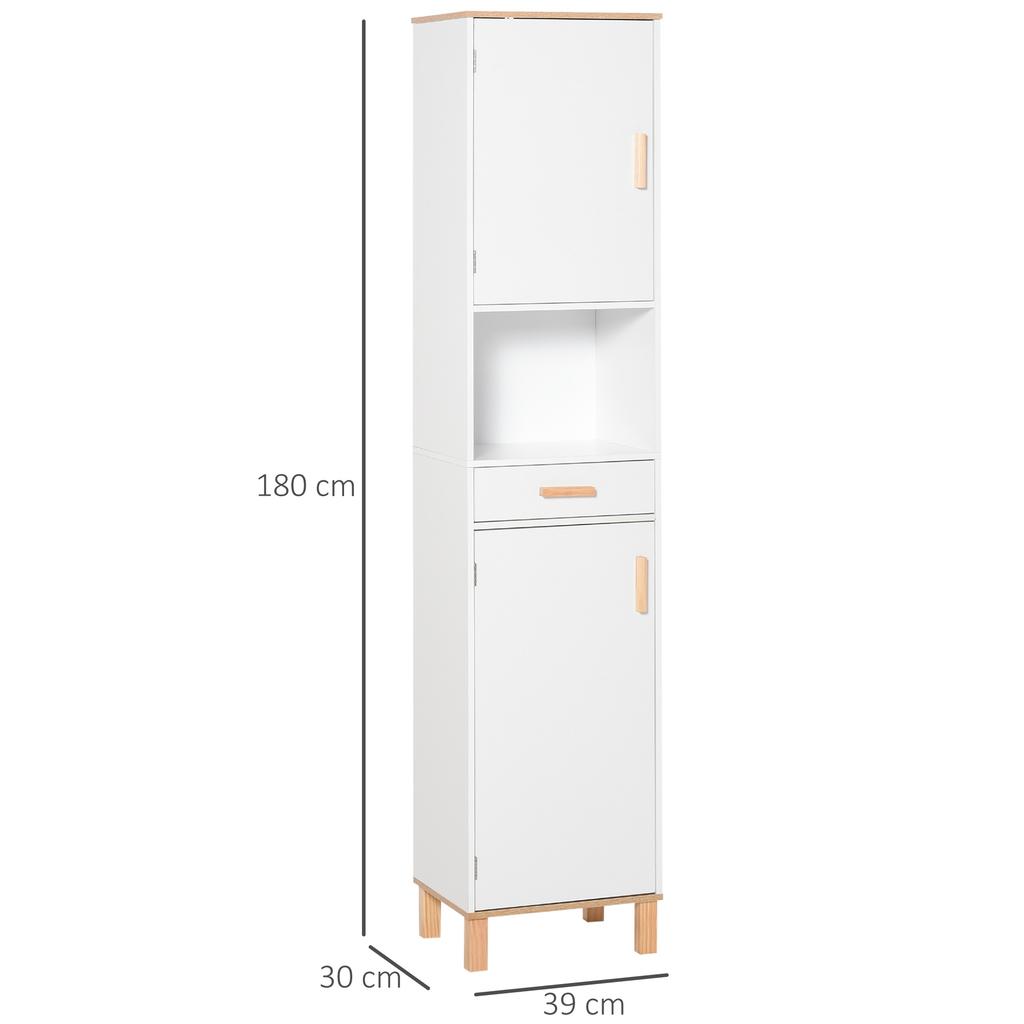 Space-Saving Bathroom Furniture Column Cabinet In White Wood