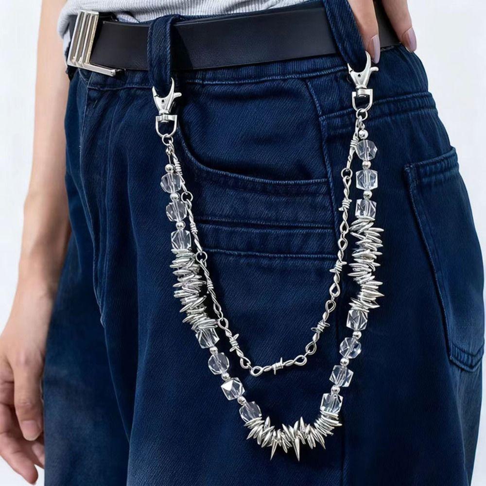 Punk Trousers Chain Hip Hop Jeans Keyring Keychain Fashion Multi-layer Key Chains  For Women Man