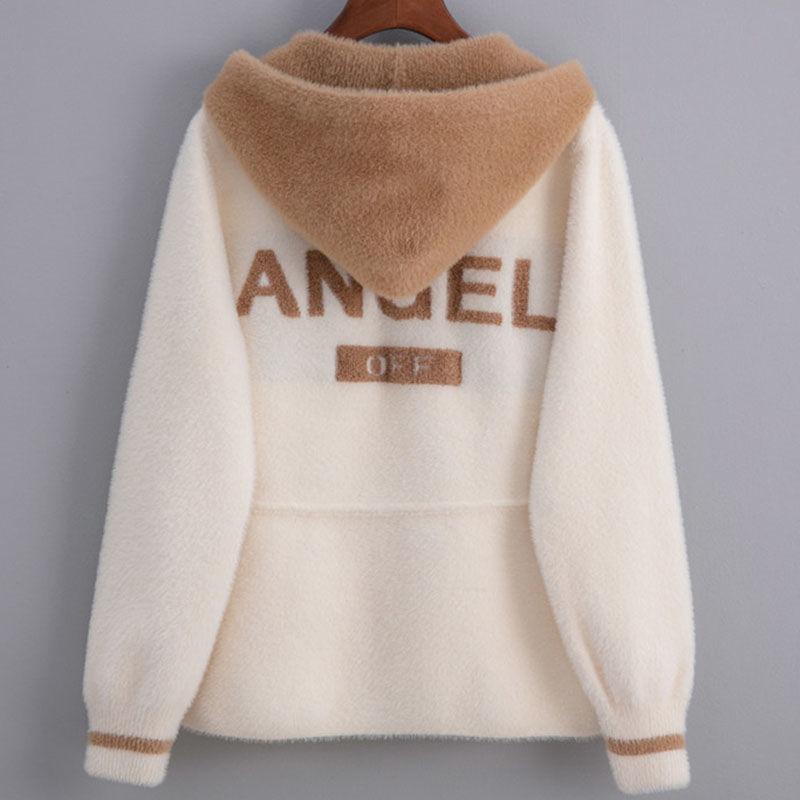 Women's autumn and winter mink fleece cardigan autumn new short top sweater thick coat spring and autumn versatile