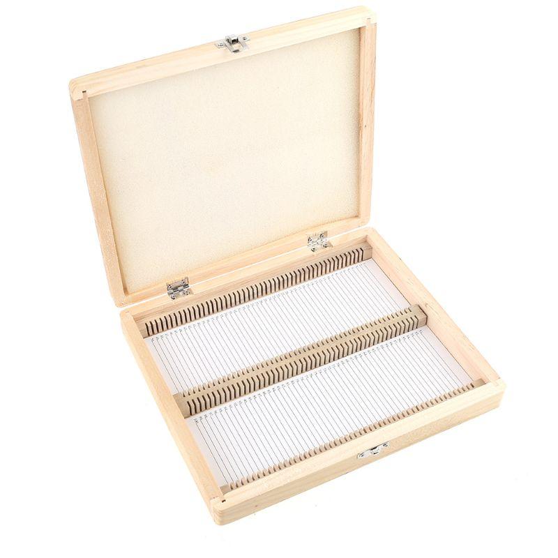 Delicate Practical 100-slots Wood Slide Storage Box Slide Box Microscope for Cas Under 15 Inches