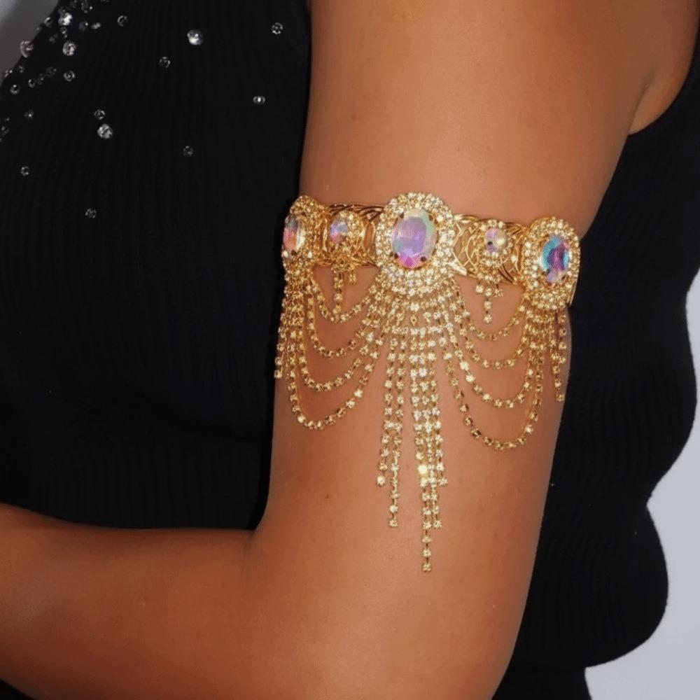 Water Diamond Adjustable Arm Chain Crystal Tassel Rhinestone Anklet Bling Alloy Butterfly Bracelet Women