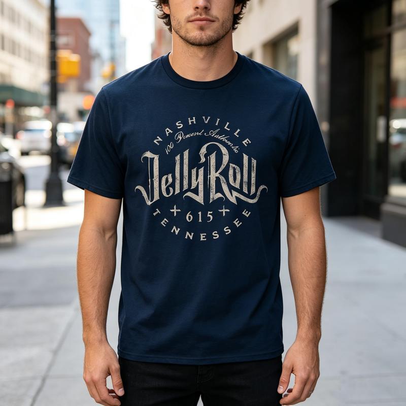 Music City Lover T Shirt Jelly Roll Nashville Vintage Graphic Print Soft 100Cotton Crew Neck Top Oversized Y2k Tee