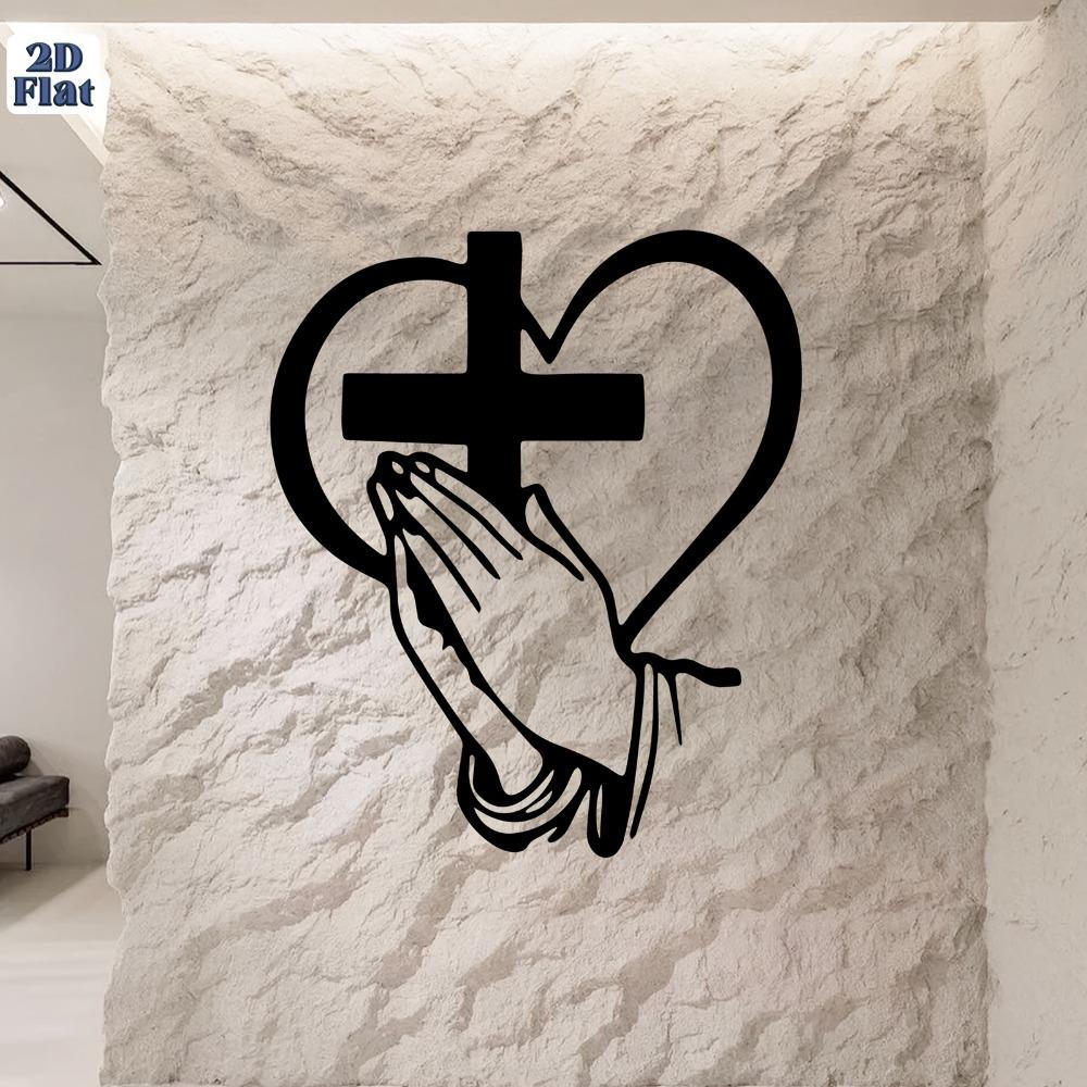 Flat Cross Heart Iron Wall Art Sculpture Religion Home Decor Gift Large Size