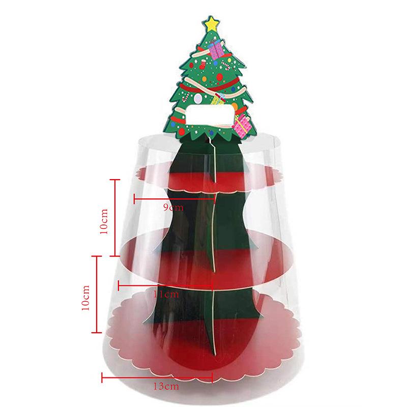 Christmas Paper Cupcake Packaging Box, Multi-layer Transparent Thickened Happiness Tower Packaging Box, Dessert Table