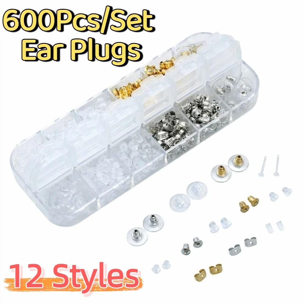 600Pcs/Set Anti Allergic Earring Backs Studs Kit Clear Earring Backings  Women's Gifts