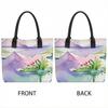  Watercolor Landscape Tote Bag Large Capacity Casual Shoulder Bag for Daily Shopping Travel