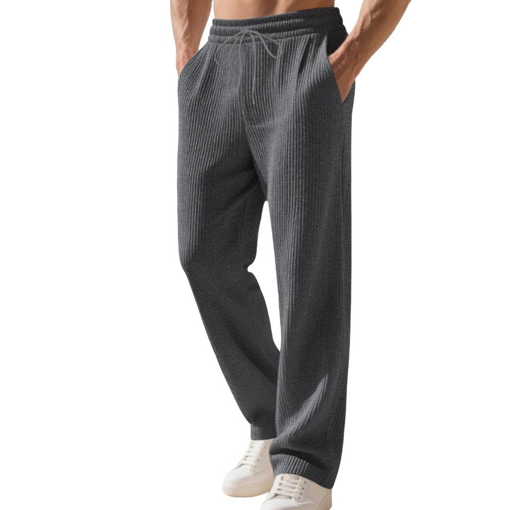 Autumn and Winter New Hot-selling Loose Hip-hop Men's Casual Jacquard Straight Pit Strip Simple Sweatpants