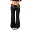 Women's Casual Bell Bottom Pants with Patchwork Print and Flared Legs for Everyday Wear