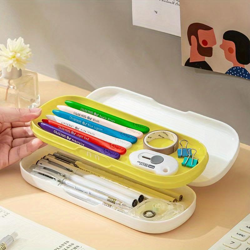 Pencil Case Simple Ins Lovely Large Capacity Double Layer Stationery Box Multifunction