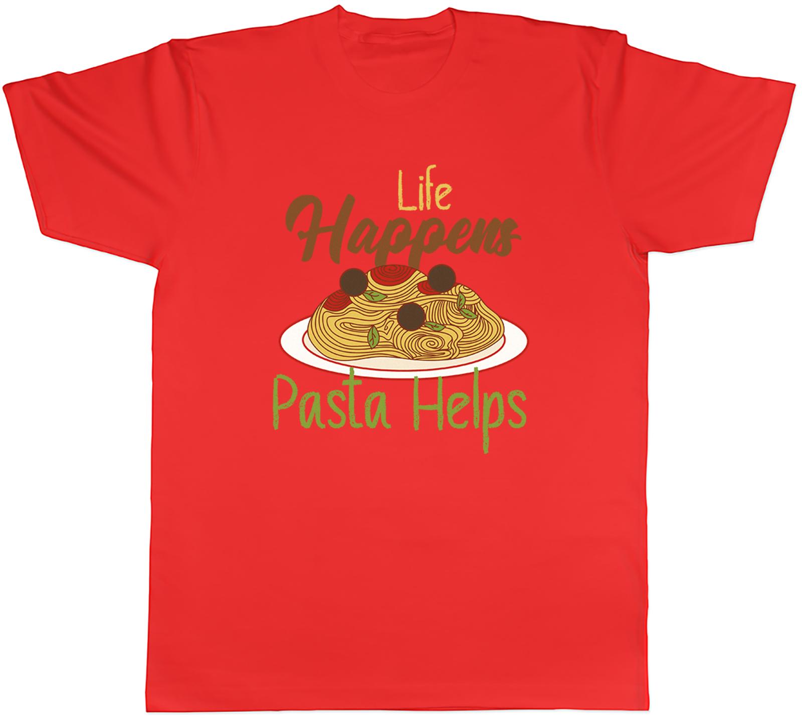 Life Happens Pasta Helps Unisexs TShirt Funny Foodie Spaghetti Lover Tee Gift S