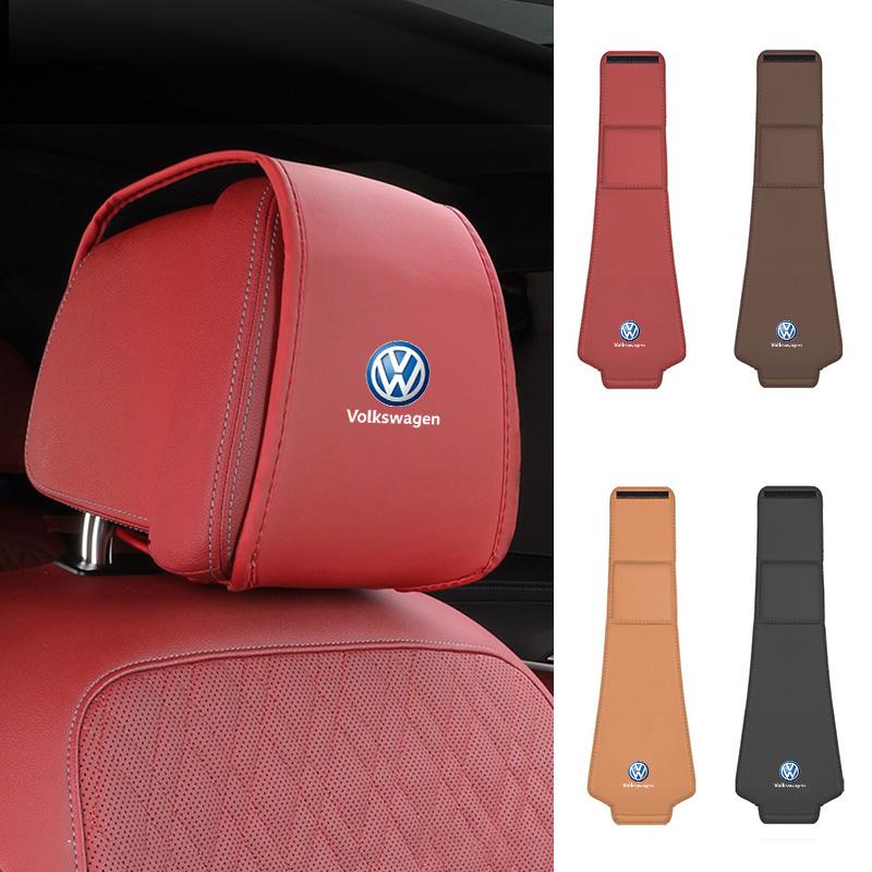 Leather Car Seat Headrest Protective Cover Accessories For Volkswagen VW Polo Golf Tiguan Passat Touareg Magotan ID.3 Touran GTI Zq4