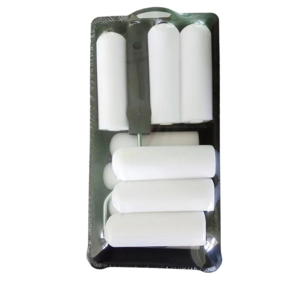 Paint Roller Set with 4 Inch Sponge Rollers 1 Handle 1 Paint Pan and 10 Refills for A3 Steel Container Projects