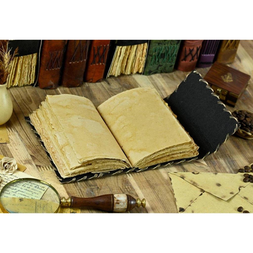 Large Fox Vintage Grimoire Fat Journal Blank Spell Book Handmade Leather Journal