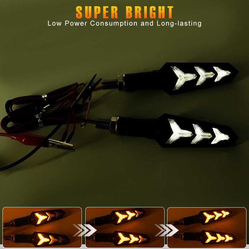 2x Universal Water Flowing Style LED Motorcycle Turn Signals Indicators Blinker