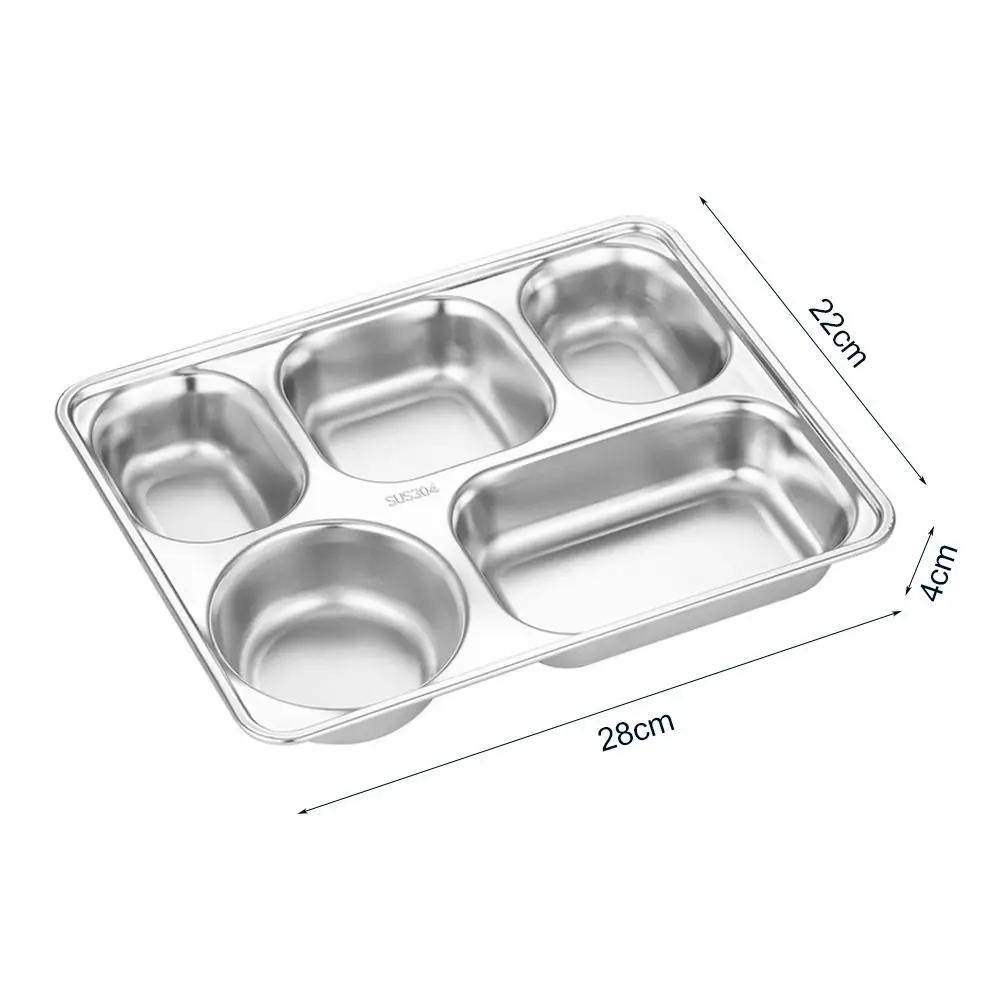 New Stainless Steel Dinner Tray Deepen Canteen Tableware Divided Plates Thickening High-quality Divided Fast Food Plate