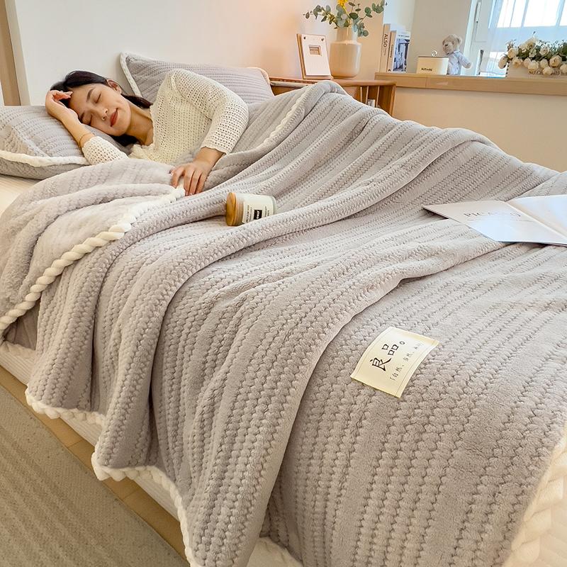 Category A Thicken Jacquard Velvet Warm Autumn Winter Blankets Soft Skin-friendly Warmth Sofa Blanket Warmth Comfortable Duvet