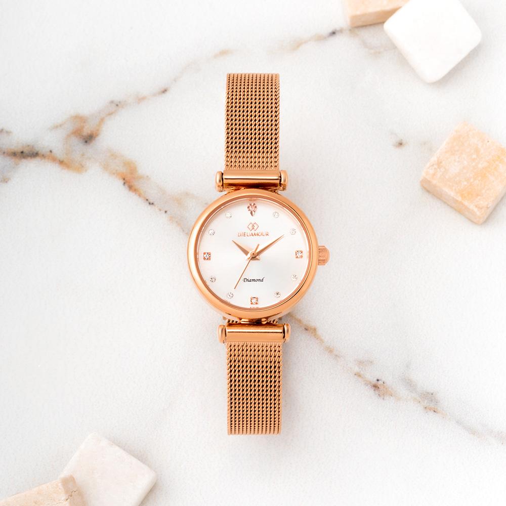 Diyuamoleu Women'S Mesh Band Watch Daw3202M-Rw Diamond Watch