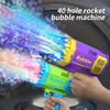 One Pack Of Children's 40 Holes Rocket Launcher Handheld Portable Electric Automatic Bubble Gun LED Light For Boys And Girls