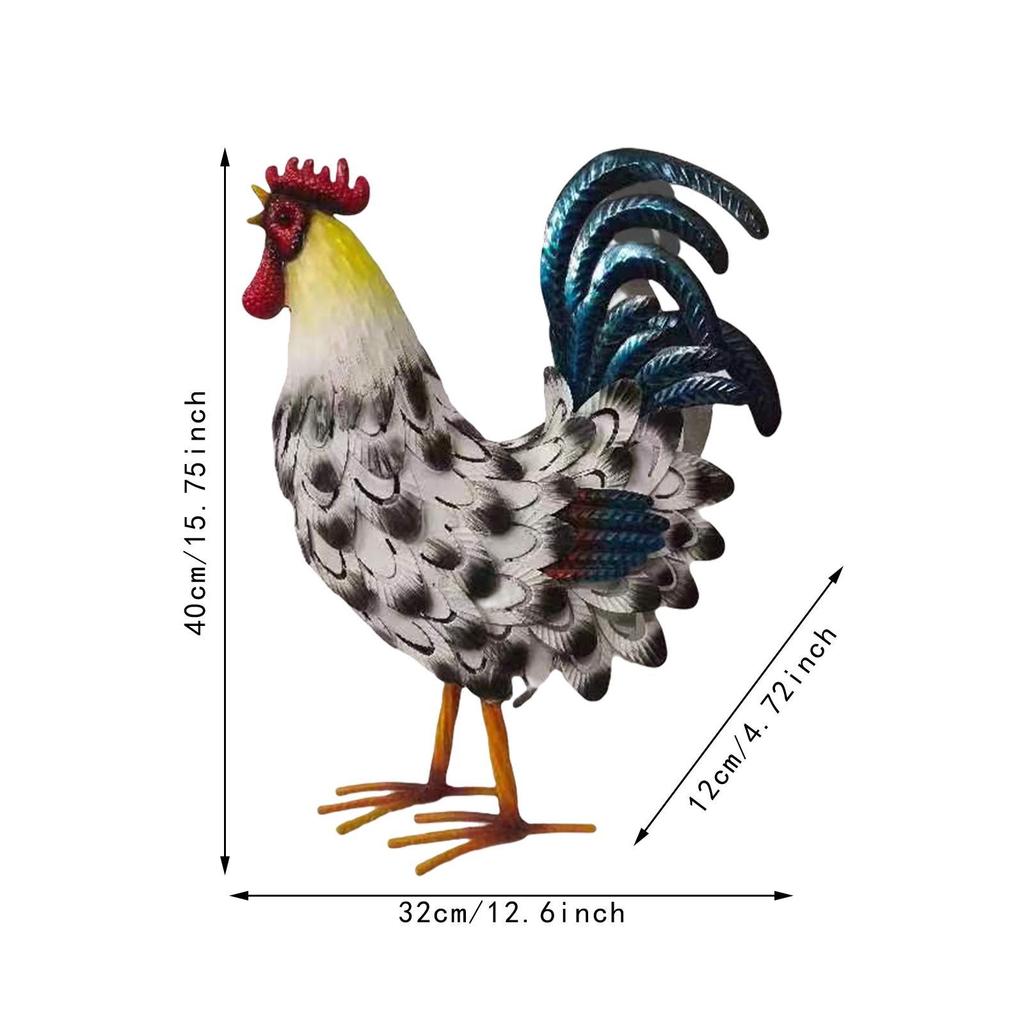 Large Metal Rooster Statue, Outdoor Yard & Patio Decor, Vintage Animal Sculpture Figurine for Garden Home Gift