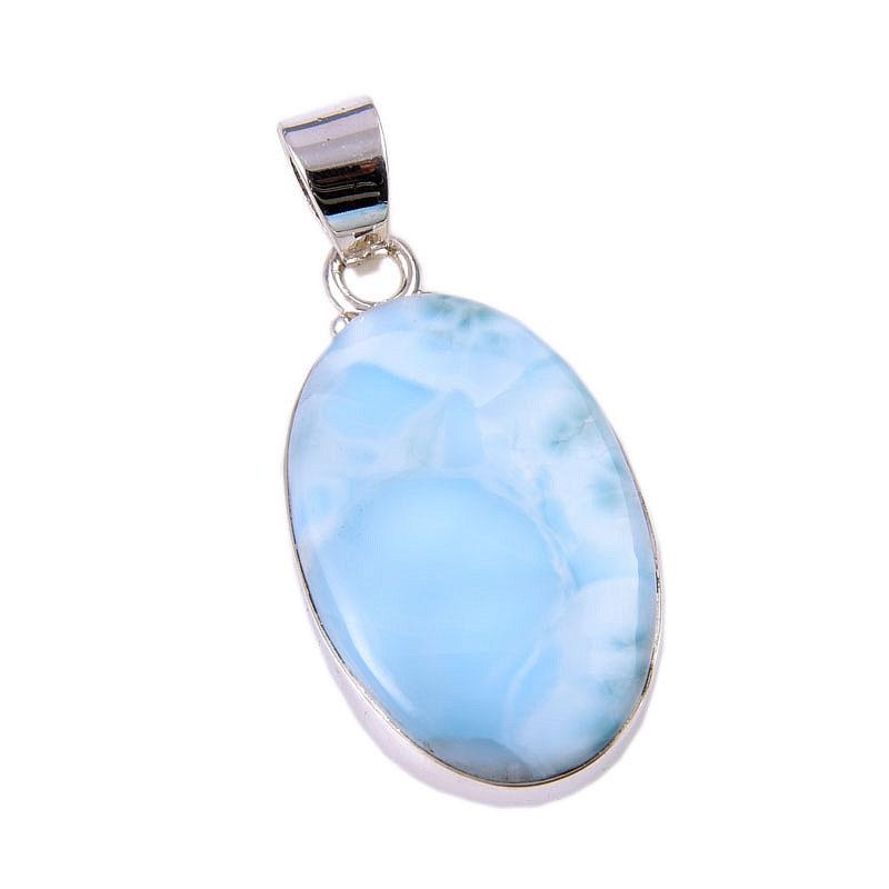 Natural Republic Larimar Edelstein 925 Massiv Sterlingsilber Anhänger 1,75" j7z94