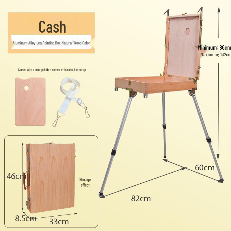 Portable Wooden Oil Painting Easel Set with Drawer and Pull Rod