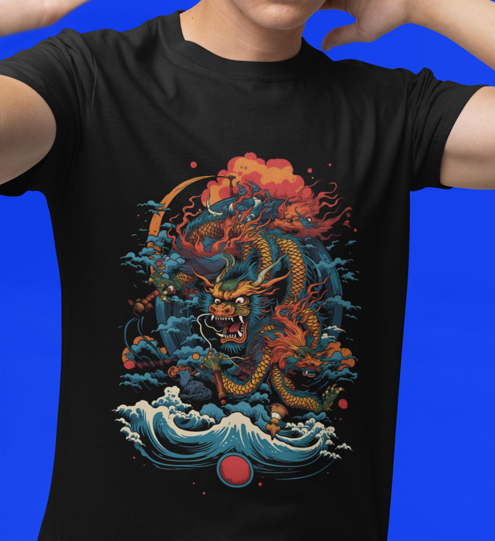 Vintage Japanese Dragon T-Shirt: Samurai Graphic Tee M