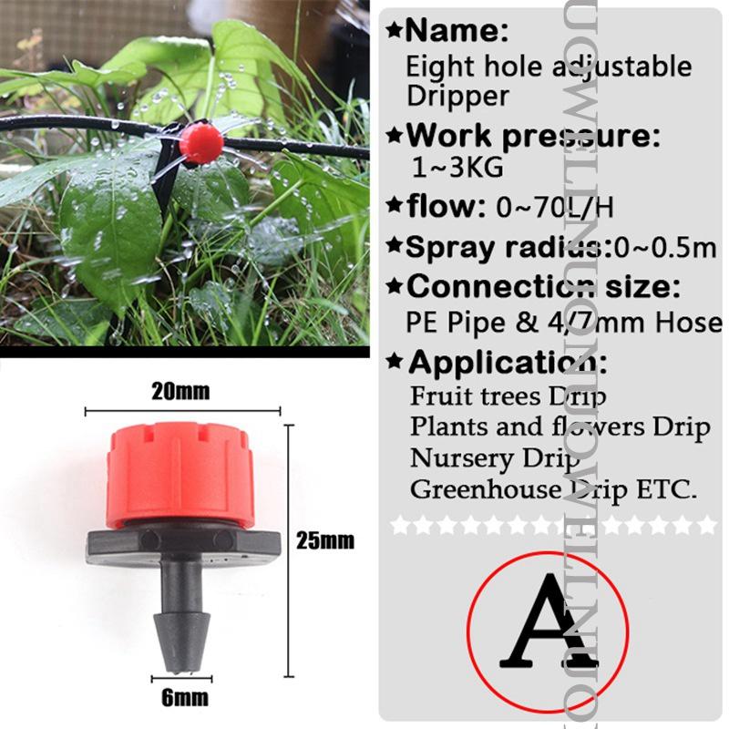 20Pcs Many Types Garden Drip Irrigation Emitter Adjustable Flow Dripper Garden Greenhouse Watering Sprinkler PC Drip Emitters