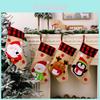 Festive Red And Black Checkered Burlap Christmas Stockings With Santa Snowman Reindeer