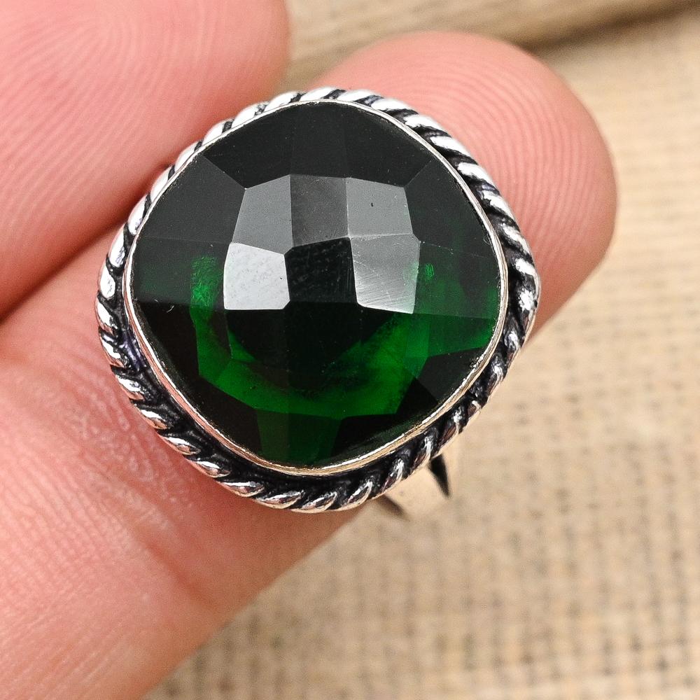 Kromdiopsid Ädelsten Handgjord Solid 925 Sterling Silver Ring Smycke