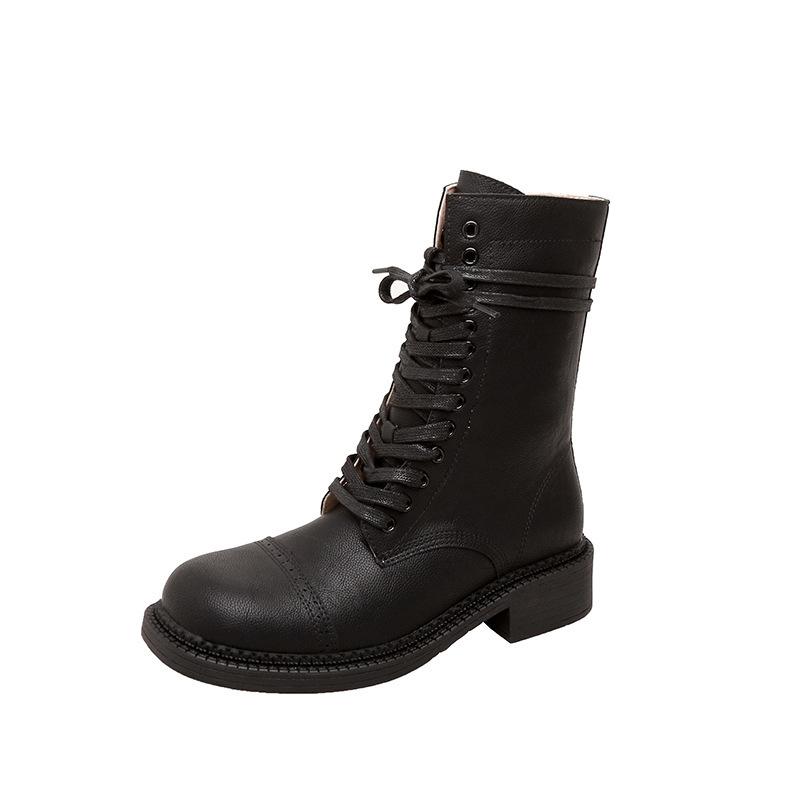 Grape mother winter new long knight boots belt buckle Internet celebrity cool locomotive boots women wear high-end women's boots