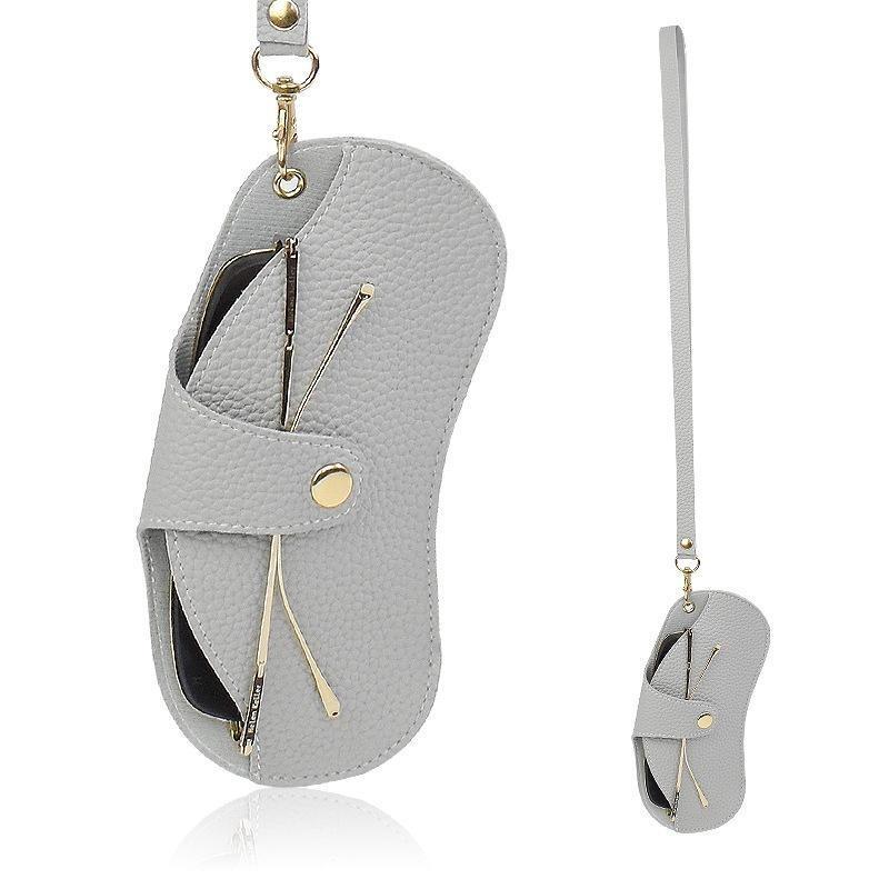 Glasses Case Portable Neck Hanging Soft Leather Scratch Wear Resistant Glasses Bags PU Leather Glasses Holder