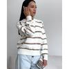 European and American Striped Knitted Round Neck Pullover Long Sleeve Bottoming Shirt Outdoor Sweater Women Knitted Sweater