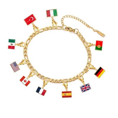 DIY Kleines Nationales Länderflaggen Anhänger Armband Für Frau Mann Personalisierter Edelstahl Fußballfans Geschenk Schmuck