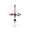 Blue Topaz Cross Pendant, 925 Sterling Silver Gemstone