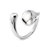 Women's Simple Stainless Steel Shiny Crooked Crisscrossed High Polish Geometric Punk Opening Ring Fashion Lady Jewelry
