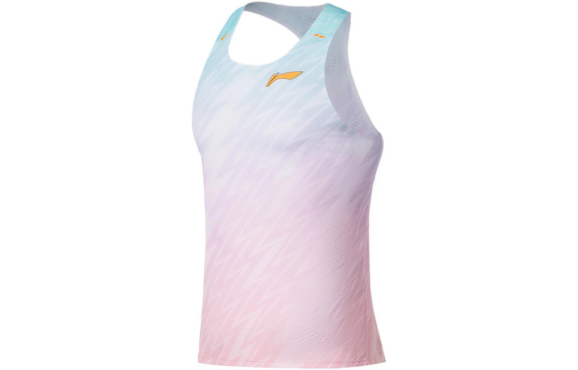 Herren Li-Ning Laufkollektion Lauf-Tanktops Herren Weiß Allover-Print Rundhalsausschnitt Moderate Gerade Passform XL white