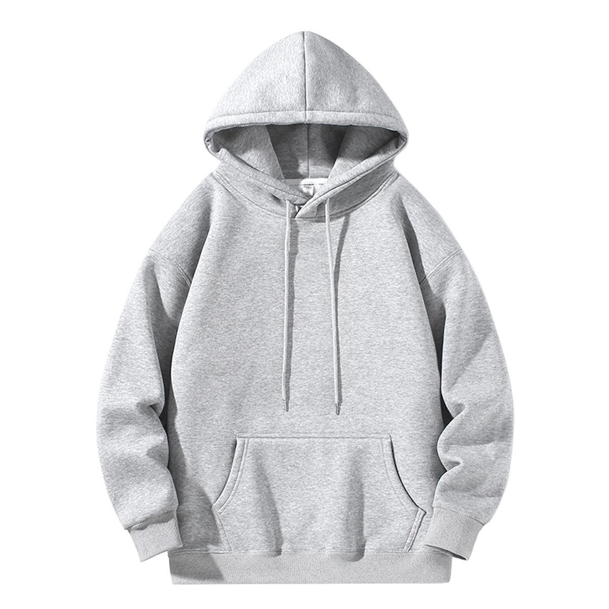 

Унісекс Худі З Плюшем - Осінь/Зима Повсякденний Вільний Крій Однотонний Верх 3XL світло-сірий колір