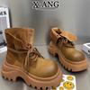 Leather Martin boots children's single boots early autumn new thick-soled heightening small short boots tooling locomotive boots